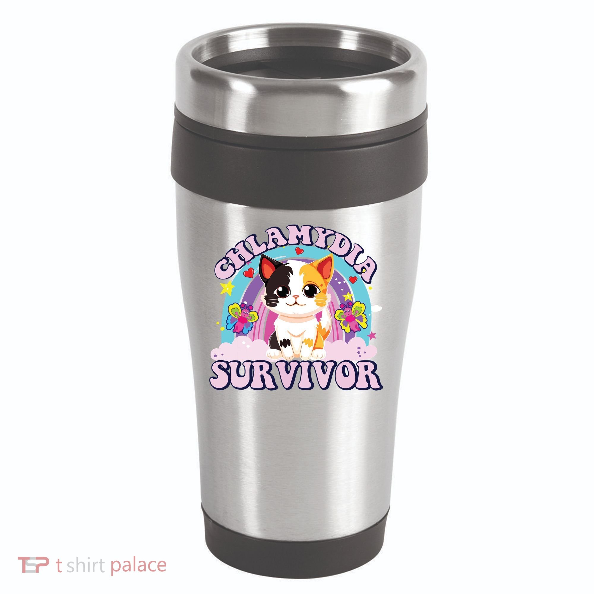Chlamydia Survivor Cat Meme Funny 16oz Travel Tumbler