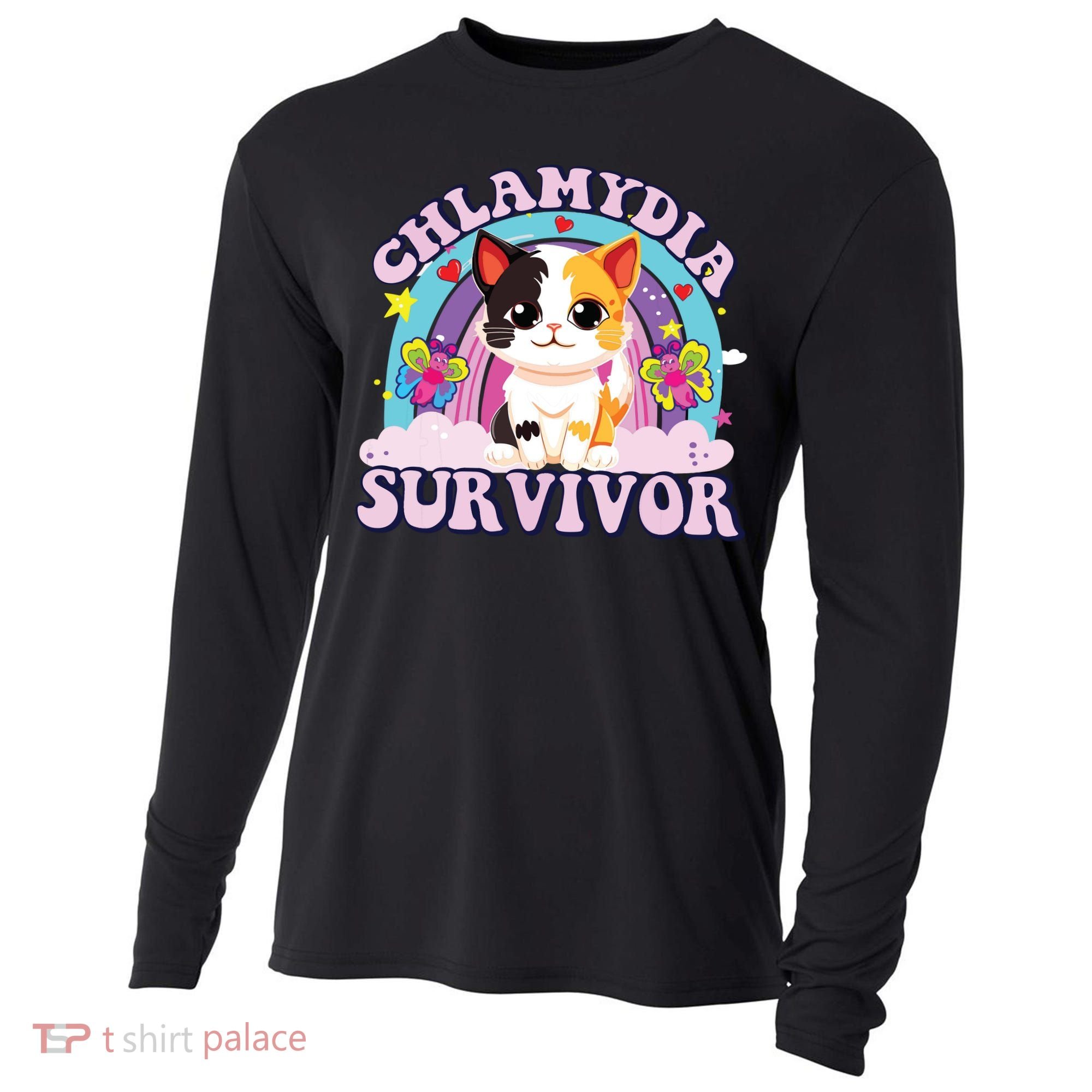 Chlamydia Survivor Cat Meme Funny Cooling Performance Long Sleeve Crew