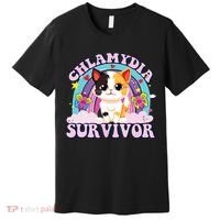 Chlamydia Survivor Cat Meme Funny Premium T-Shirt thumb 0