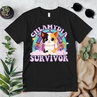 Chlamydia Survivor Cat Meme Funny Premium T-Shirt thumb 2