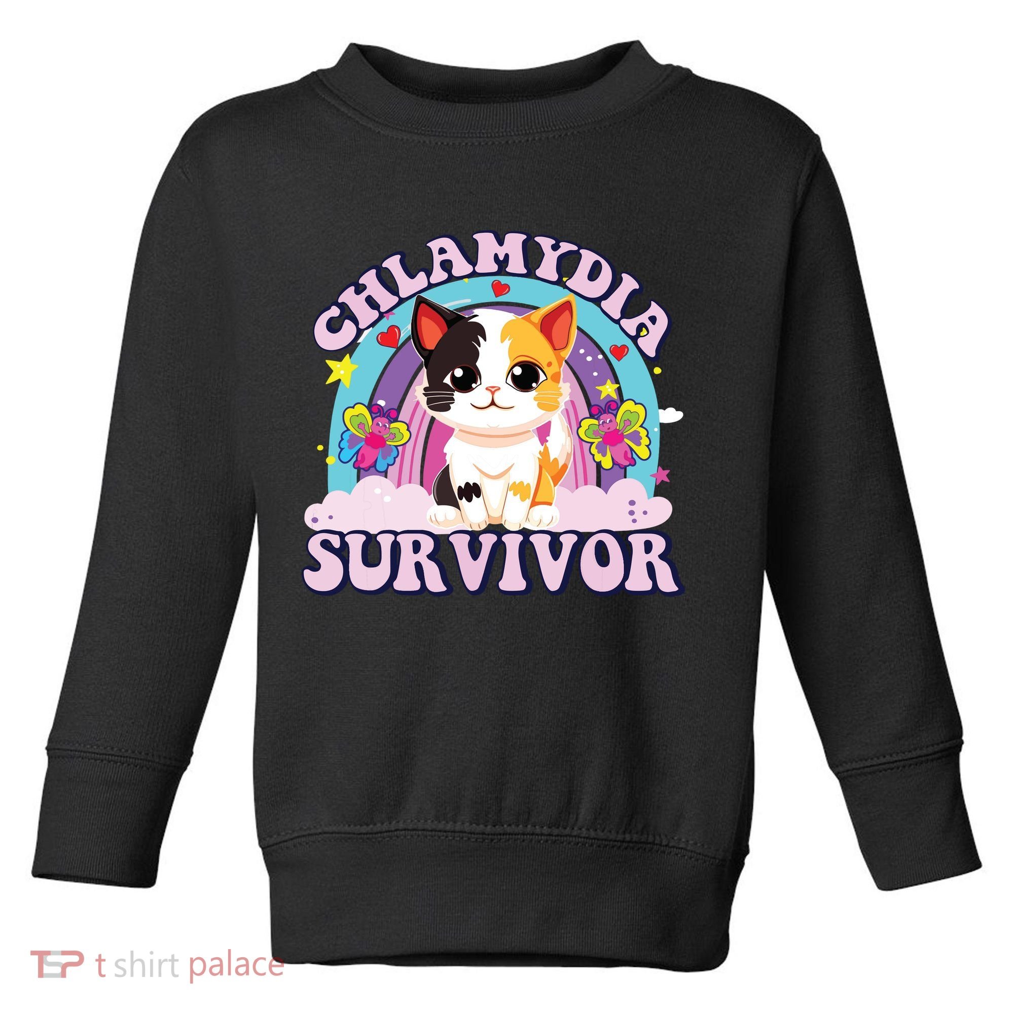 Chlamydia Survivor Cat Meme Funny Toddler Sweatshirt