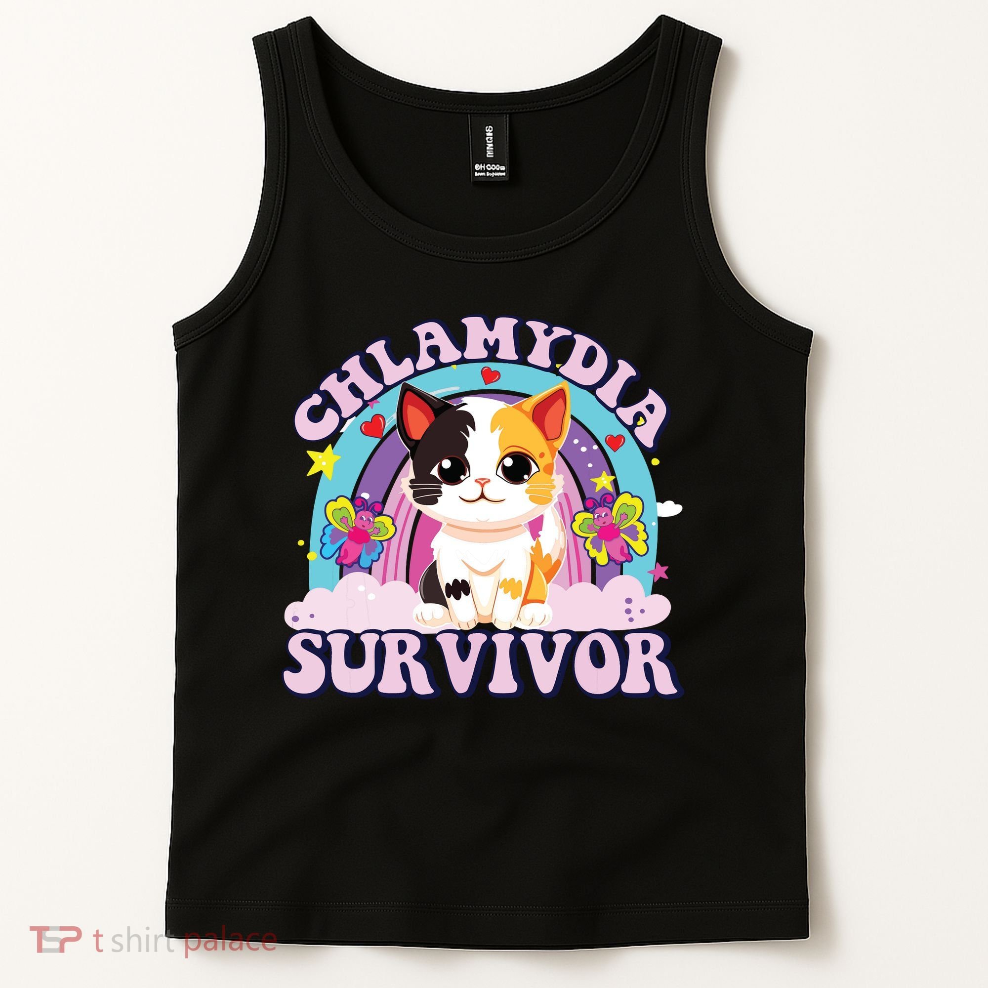 Chlamydia Survivor Cat Meme Funny Tank Top