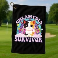 Chlamydia Survivor Cat Meme Funny Golf Towel thumb 1