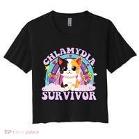 Chlamydia Survivor Cat Meme Funny Women's Crop Top Tee thumb 0