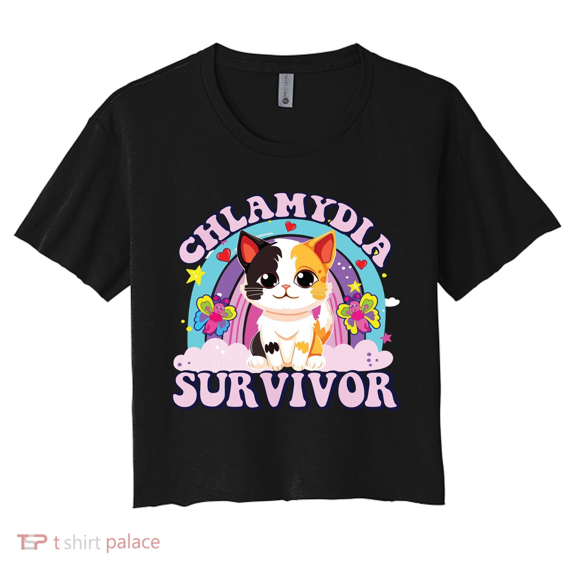 Chlamydia Survivor Cat Meme Funny Women's Crop Top Tee