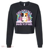 Chlamydia Survivor Cat Meme Funny Cropped Pullover Crew thumb 0