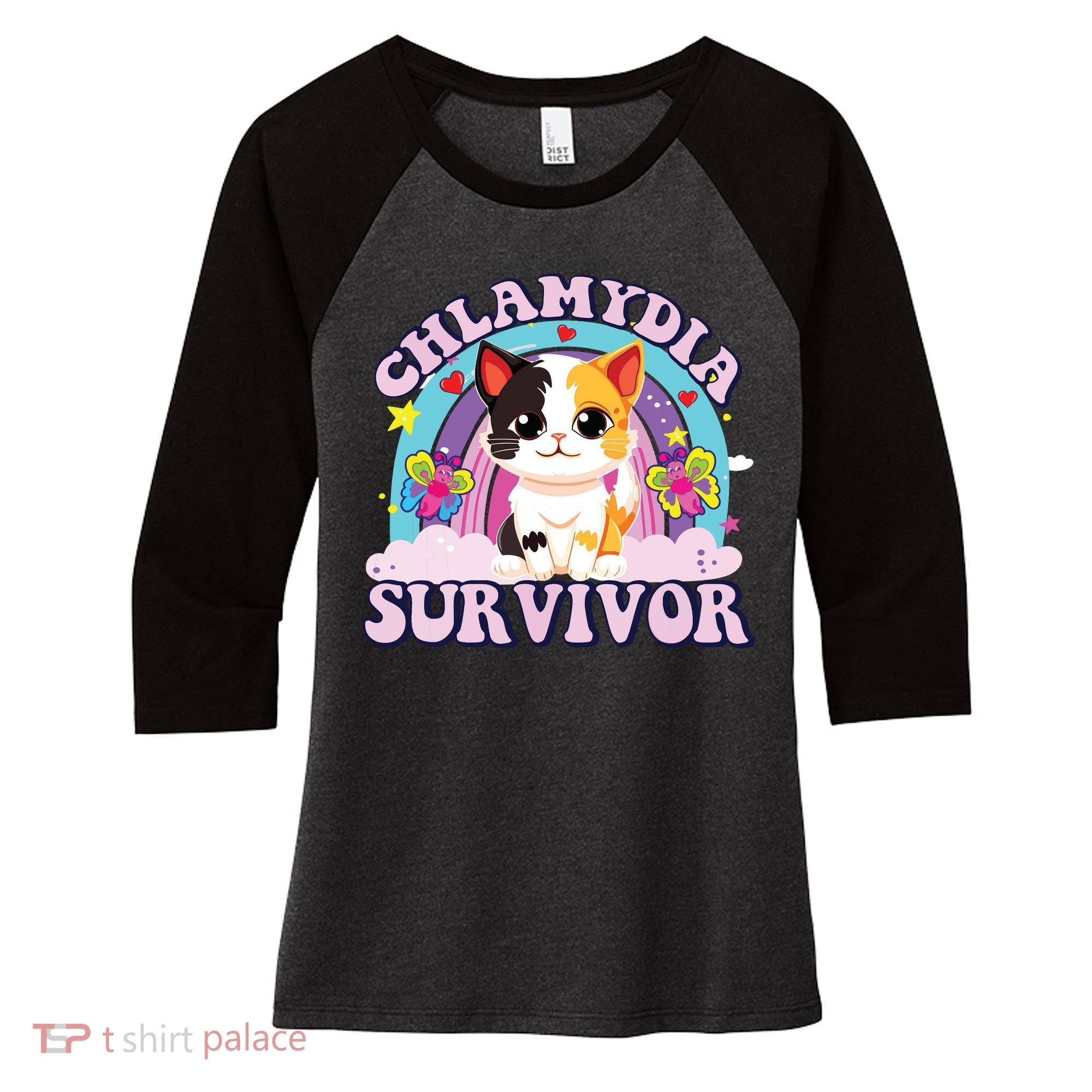 Chlamydia Survivor Cat Meme Funny Women's Tri-Blend 3/4-Sleeve Raglan Shirt