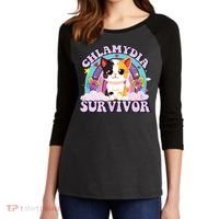 Chlamydia Survivor Cat Meme Funny Women's Tri-Blend 3/4-Sleeve Raglan Shirt thumb 2