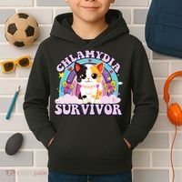 Chlamydia Survivor Cat Meme Funny Kids Hoodie thumb 2