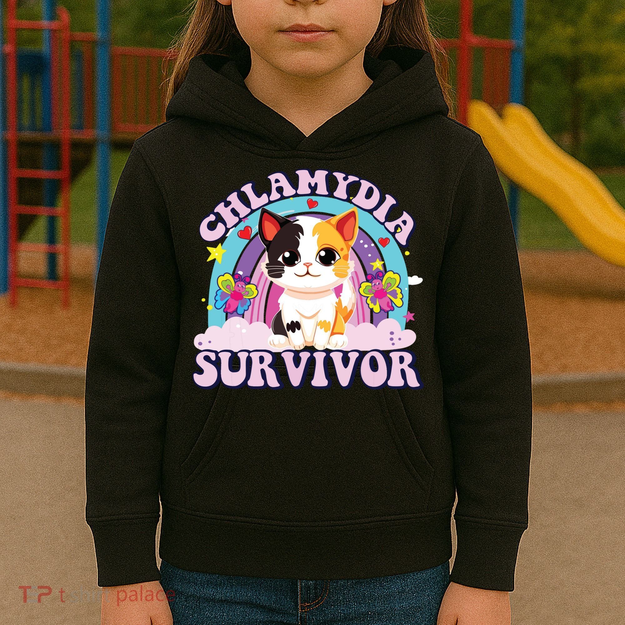 Chlamydia Survivor Cat Meme Funny Kids Hoodie