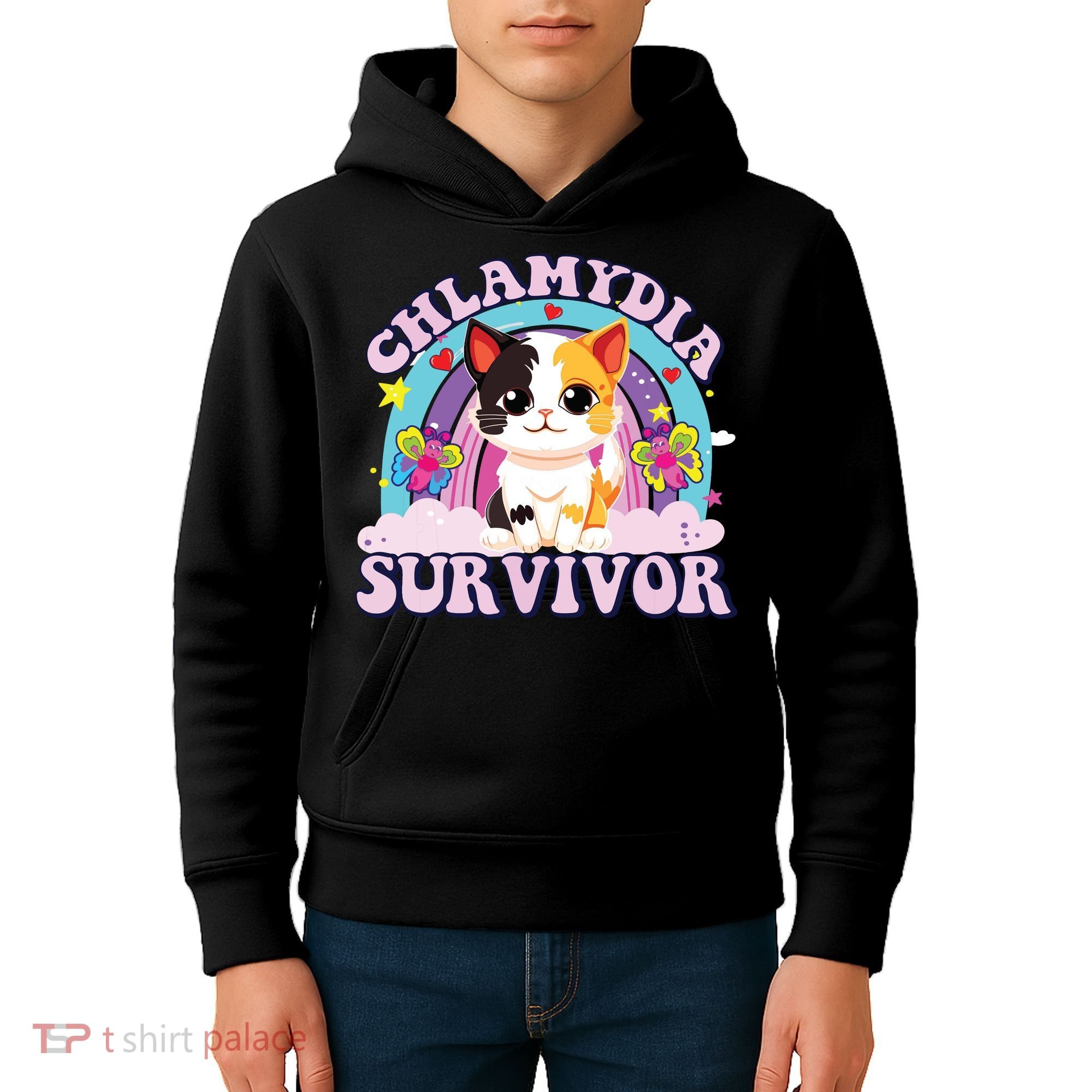 Chlamydia Survivor Cat Meme Funny Kids Hoodie