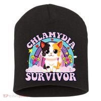 Chlamydia Survivor Cat Meme Funny Short Acrylic Beanie thumb 0