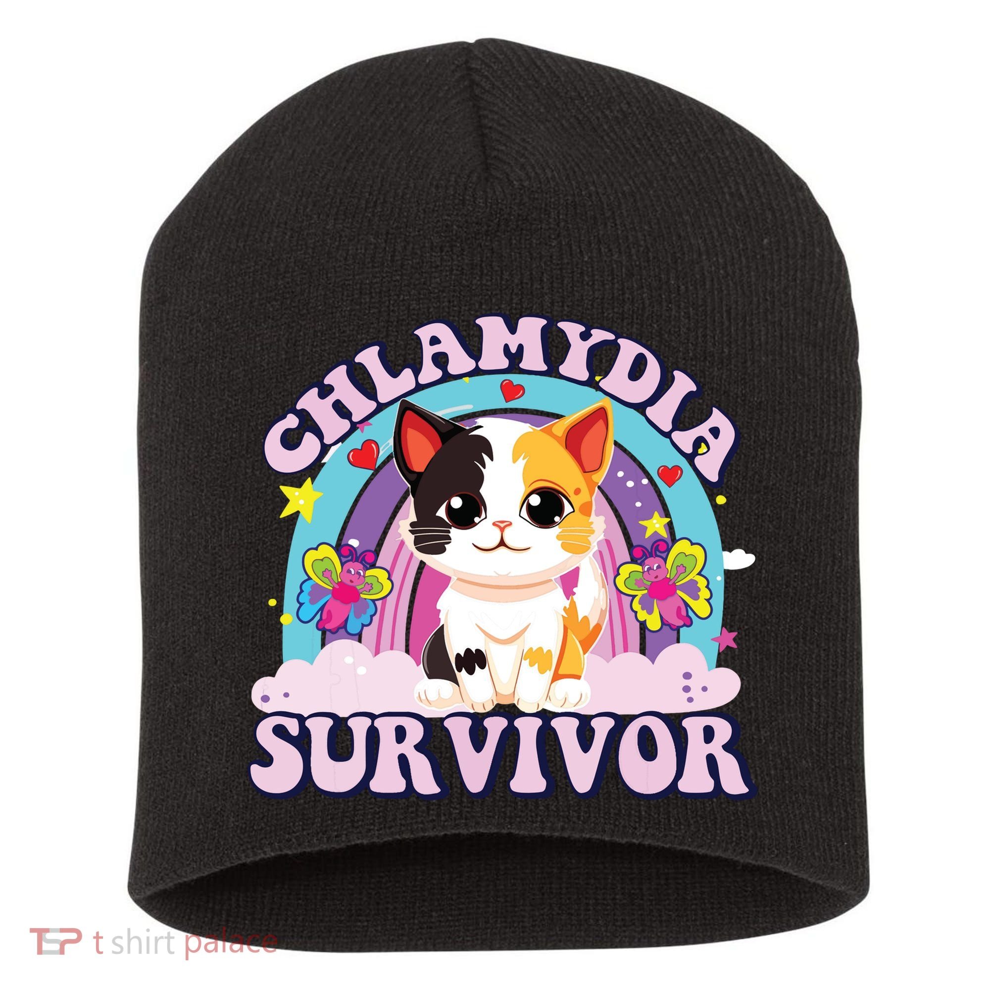 Chlamydia Survivor Cat Meme Funny Short Acrylic Beanie