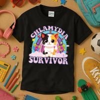 Chlamydia Survivor Cat Meme Funny Kids T-Shirt thumb 3
