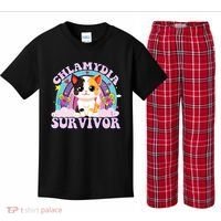 Chlamydia Survivor Cat Meme Funny Kids Plaid Pajama Set thumb 0