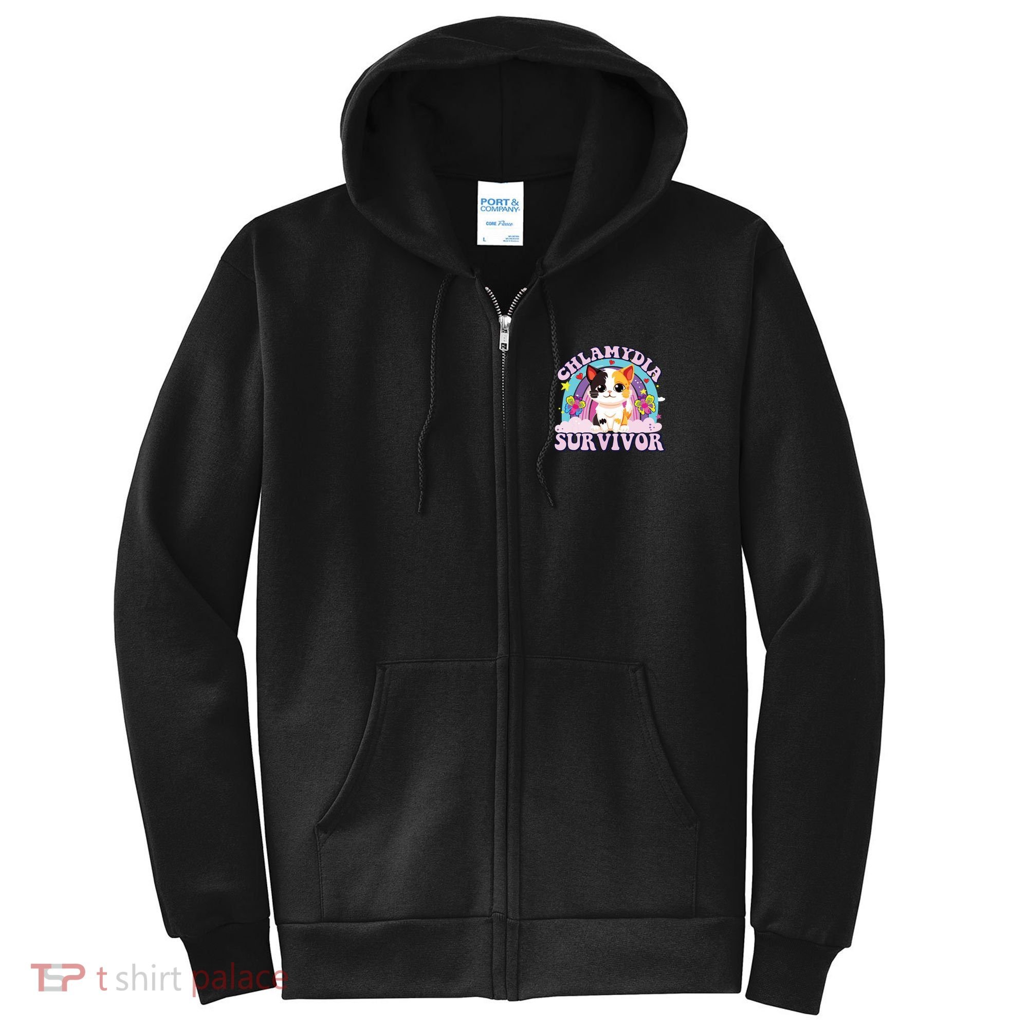 Chlamydia Survivor Cat Meme Funny Full Zip Hoodie
