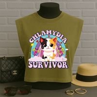 Chlamydia Survivor Cat Meme Funny Garment-Dyed Women's Muscle Tee thumb 3
