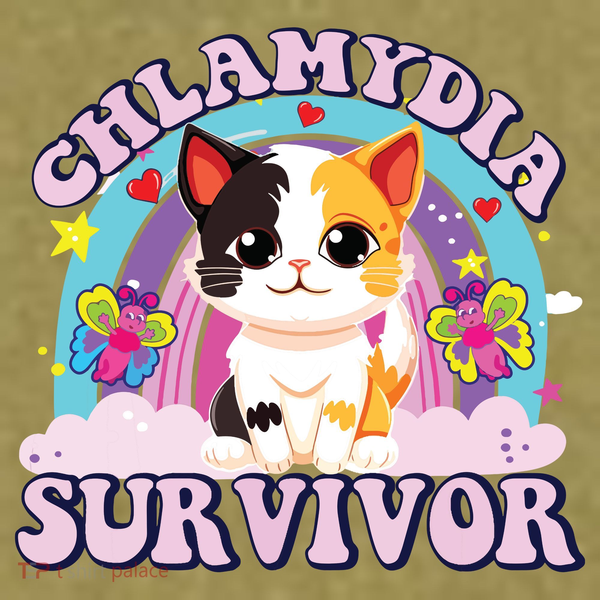 Chlamydia Survivor Cat Meme Funny Garment-Dyed Women's Muscle Tee
