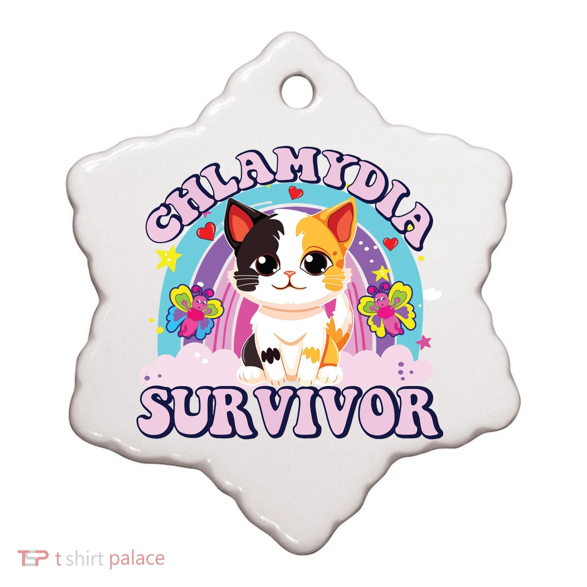 Chlamydia Survivor Cat Meme Funny Ceramic Ornament