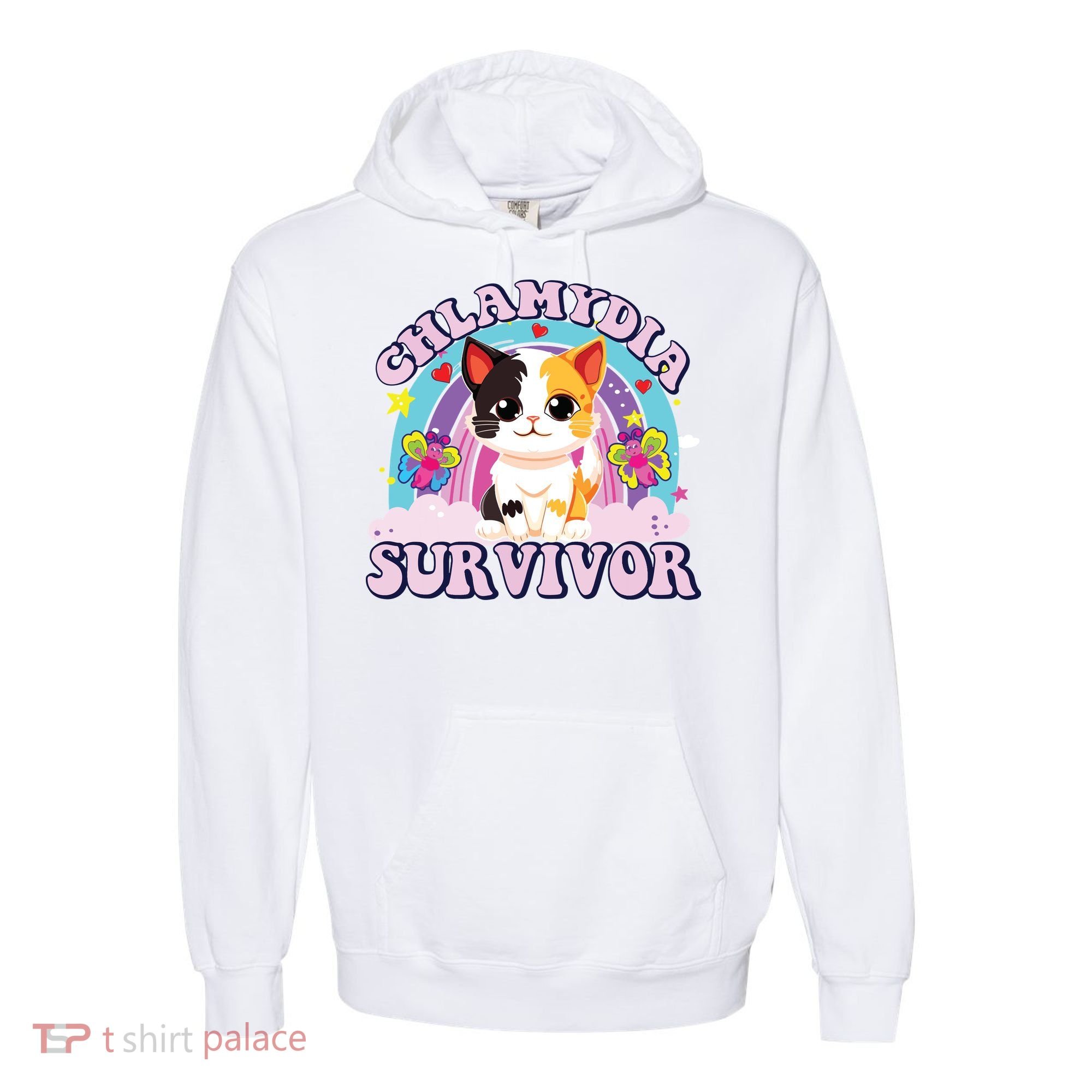 Chlamydia Survivor Cat Meme Funny Comfort Colors Garment-Dyed Hooded Sweatshirt