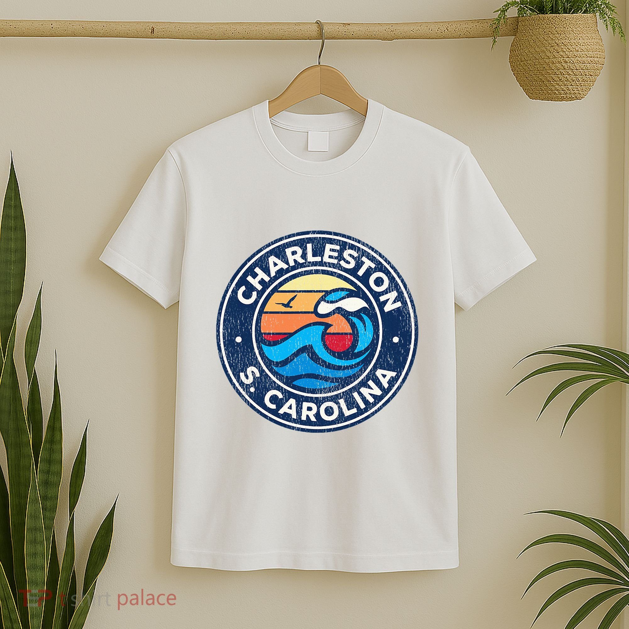 Charleston South Carolina Sc Vintage Nautical Waves T-Shirt