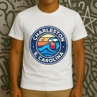 Charleston South Carolina Sc Vintage Nautical Waves T-Shirt thumb 3