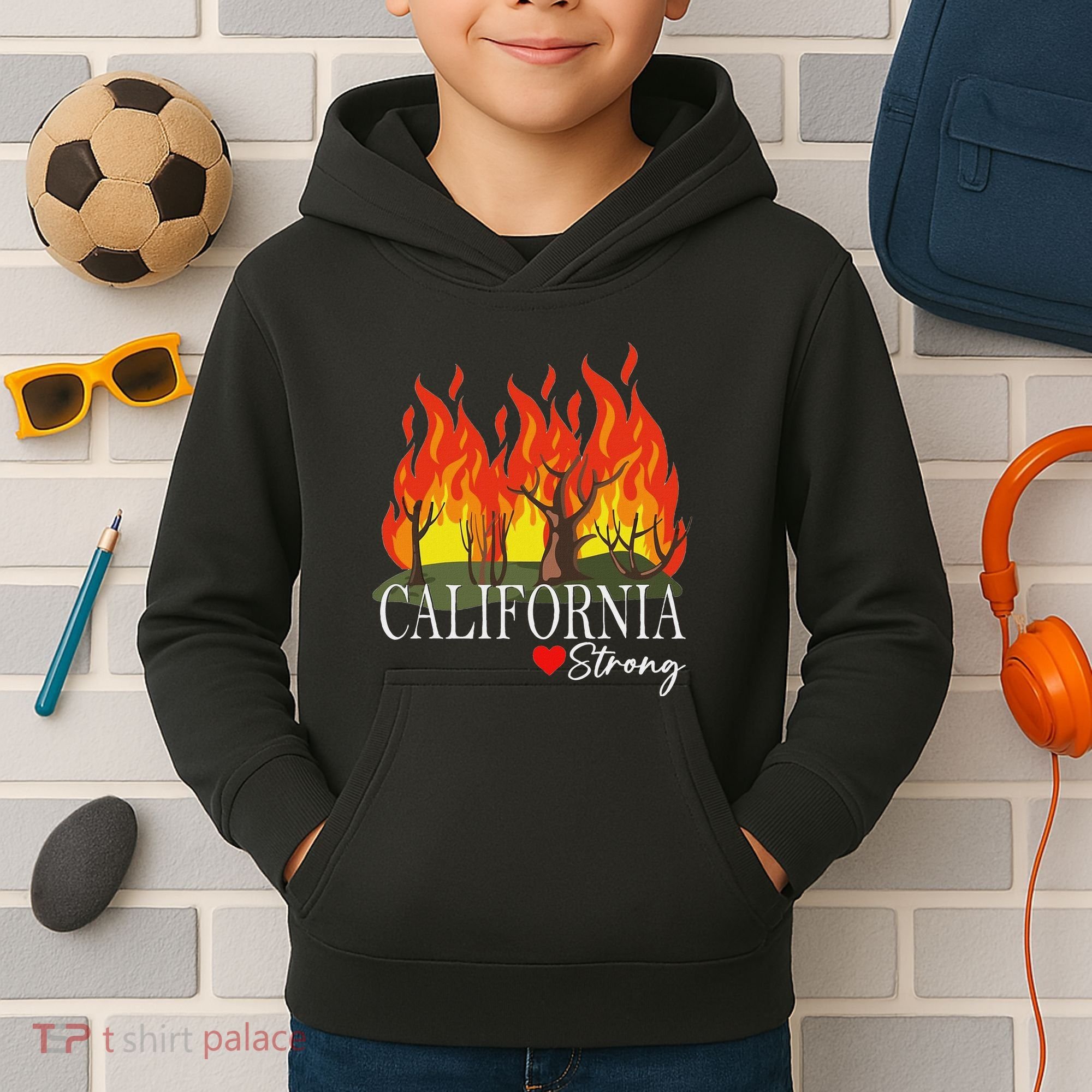 California Strong California Fire Kids Hoodie