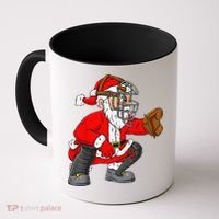 Christmas Santa Claus Baseball Catcher Xmas Coffee Mug thumb 0