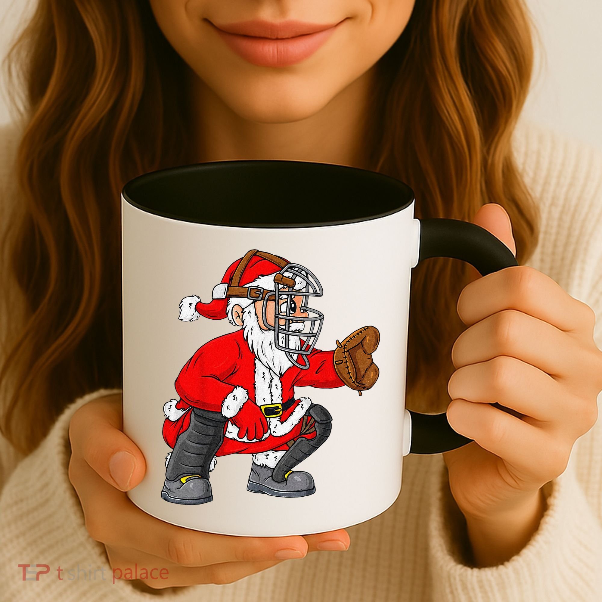 Christmas Santa Claus Baseball Catcher Xmas Coffee Mug