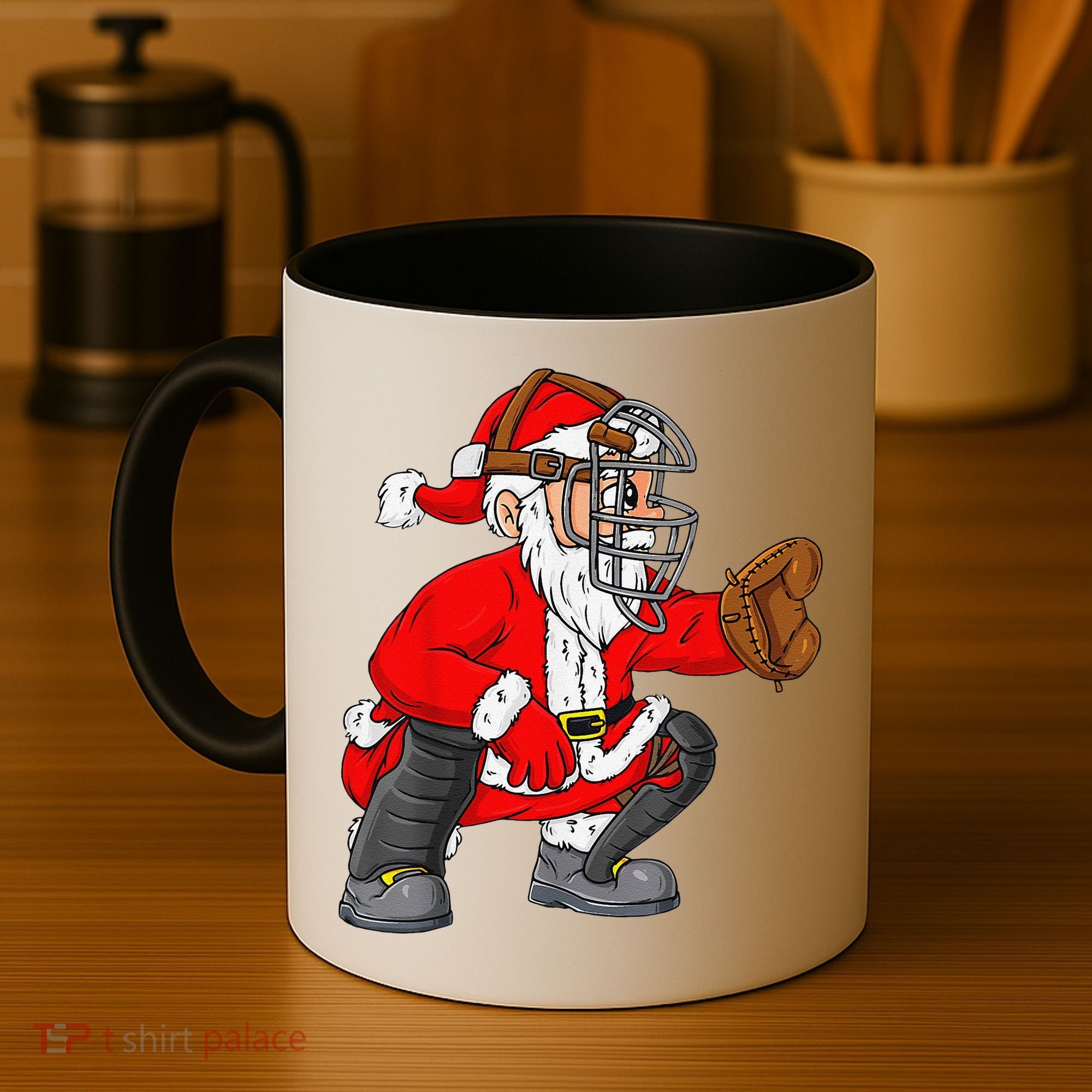 Christmas Santa Claus Baseball Catcher Xmas Coffee Mug