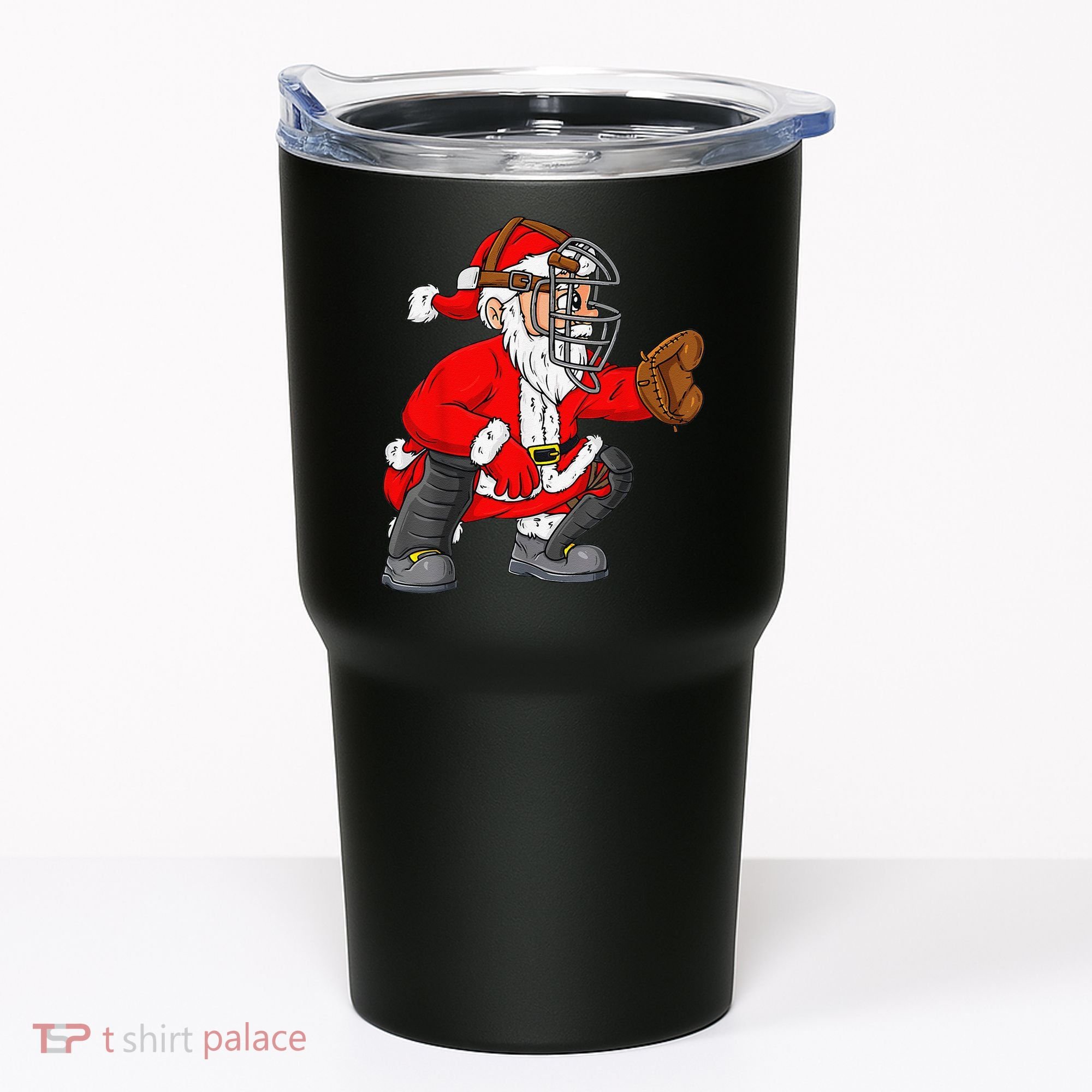 Christmas Santa Claus Baseball Catcher Xmas Tumbler