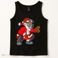 Christmas Santa Claus Baseball Catcher Xmas Tank Top thumb 2
