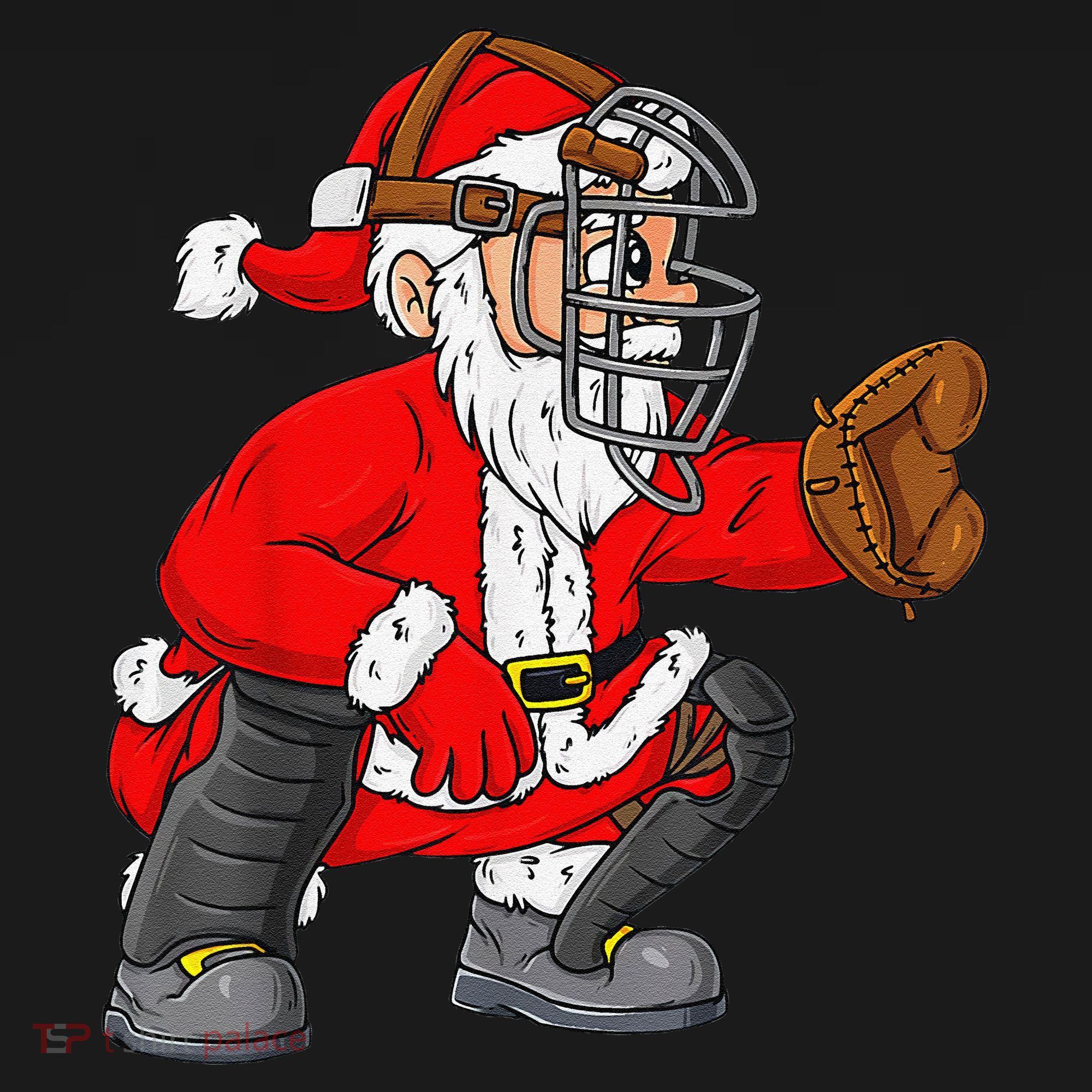 Christmas Santa Claus Baseball Catcher Xmas Tank Top