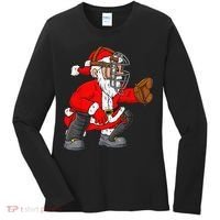Christmas Santa Claus Baseball Catcher Xmas Women's Long Sleeve Shirt thumb 0