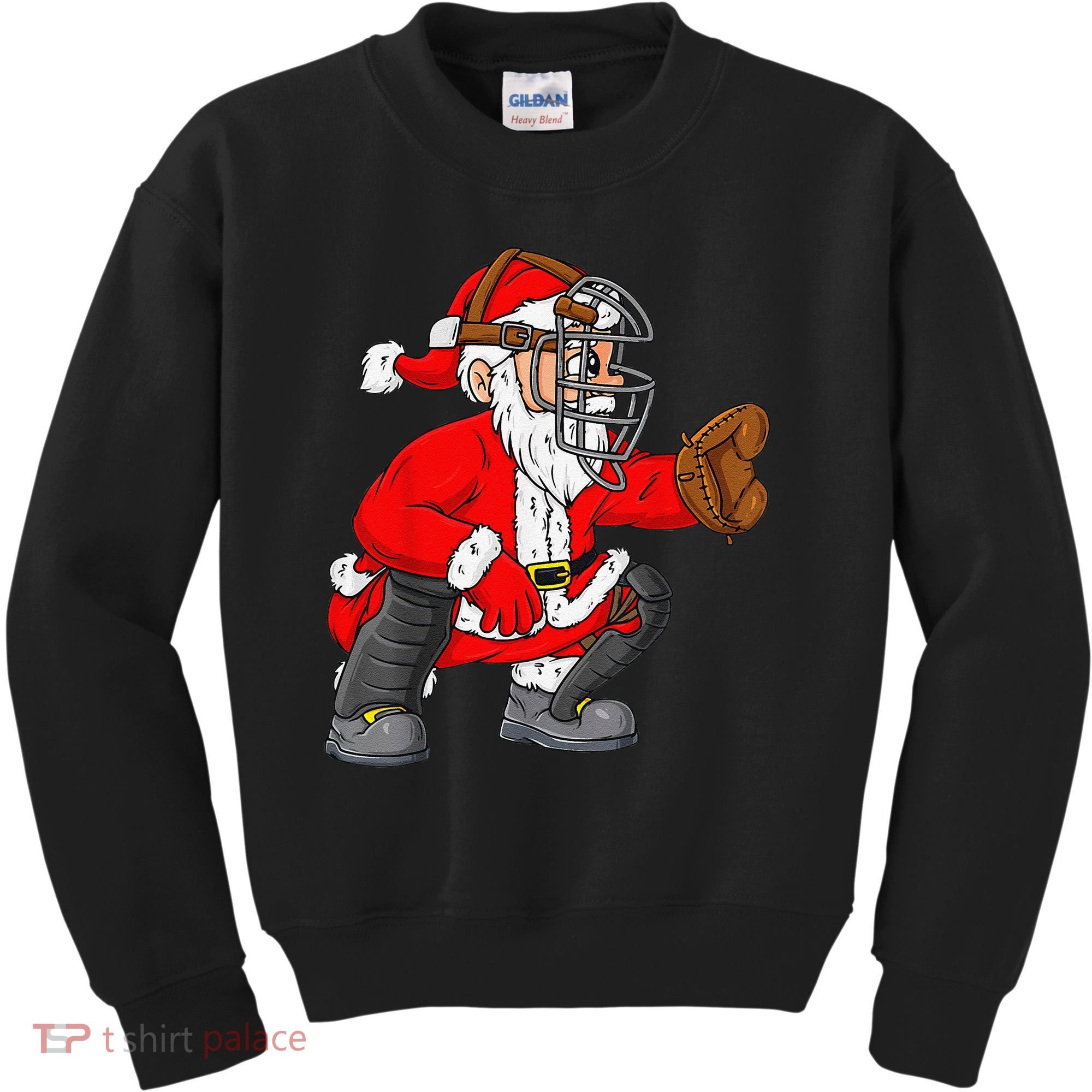 Christmas Santa Claus Baseball Catcher Xmas Kids Sweatshirt