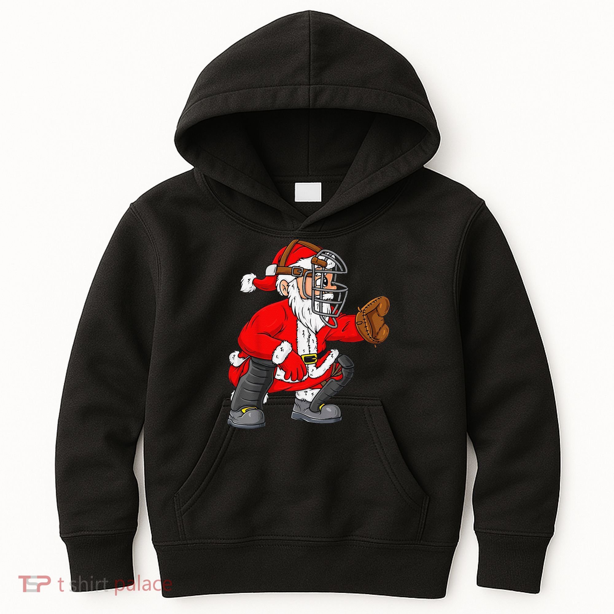 Christmas Santa Claus Baseball Catcher Xmas Kids Hoodie