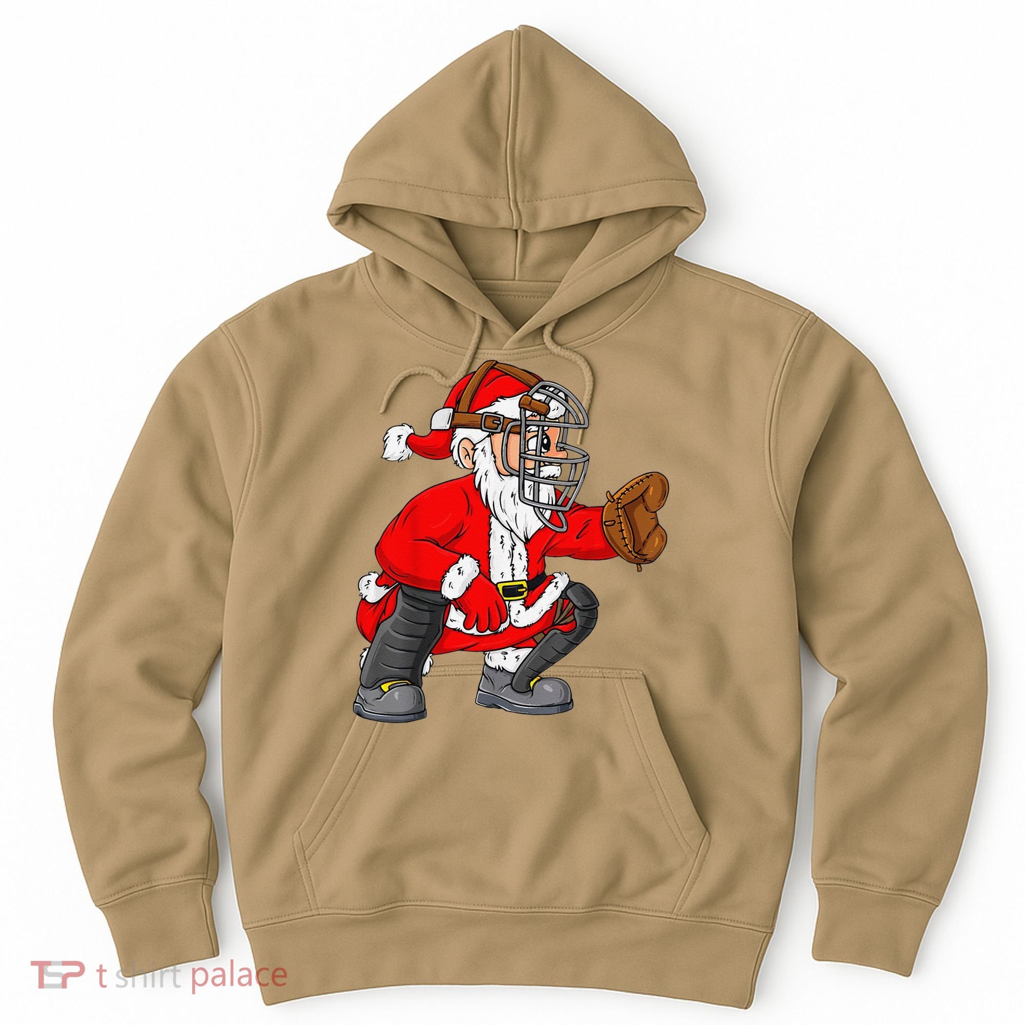 Christmas Santa Claus Baseball Catcher Xmas Hoodie