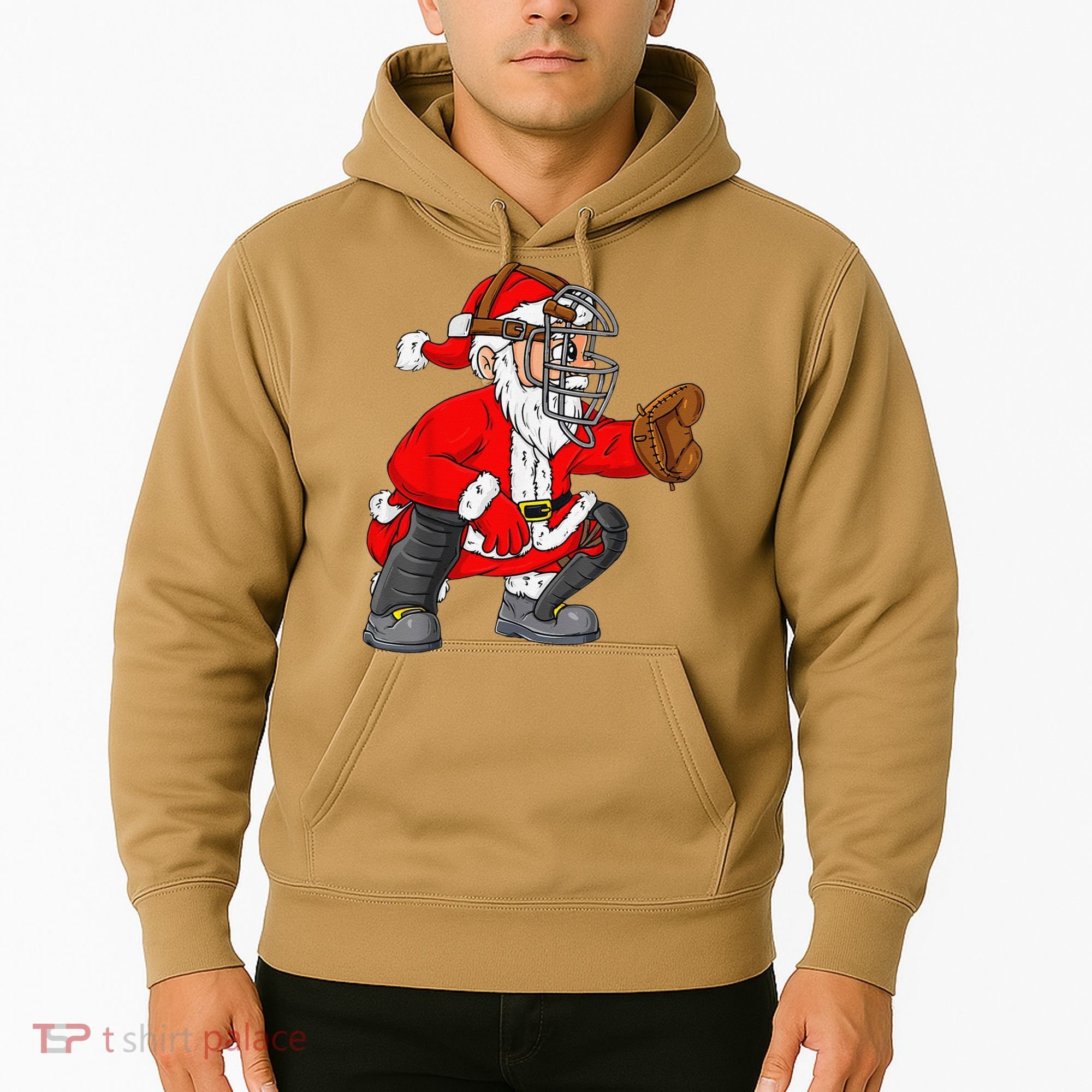 Christmas Santa Claus Baseball Catcher Xmas Hoodie