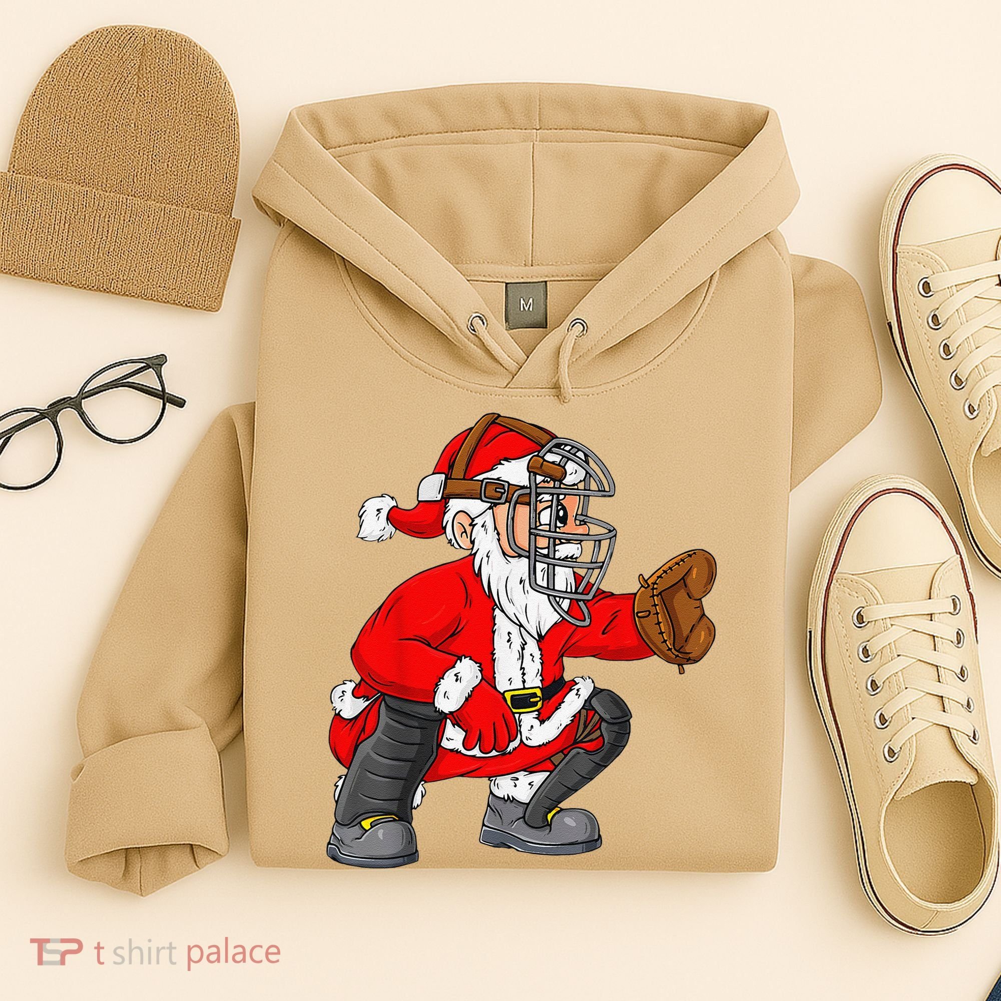 Christmas Santa Claus Baseball Catcher Xmas Hoodie