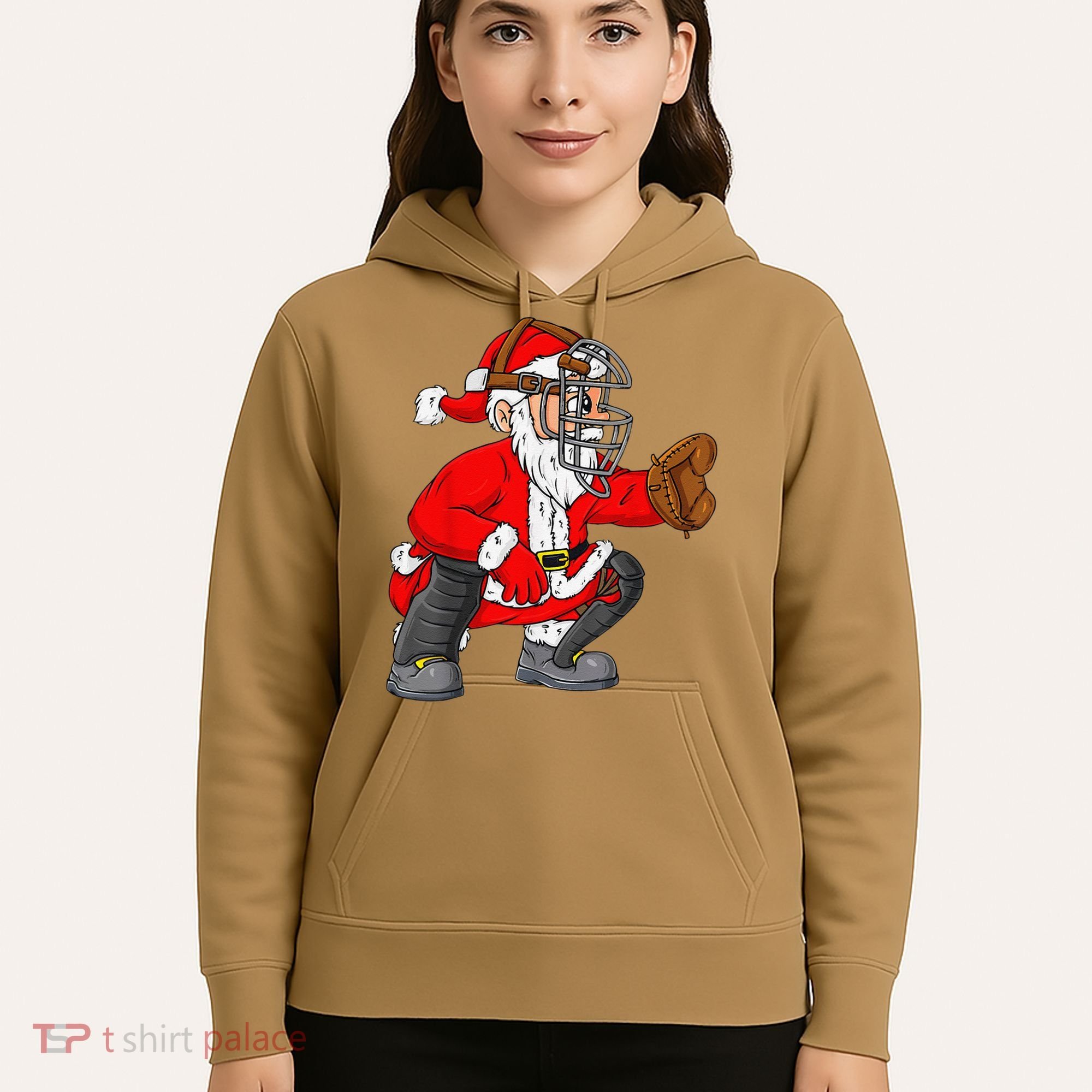 Christmas Santa Claus Baseball Catcher Xmas Hoodie