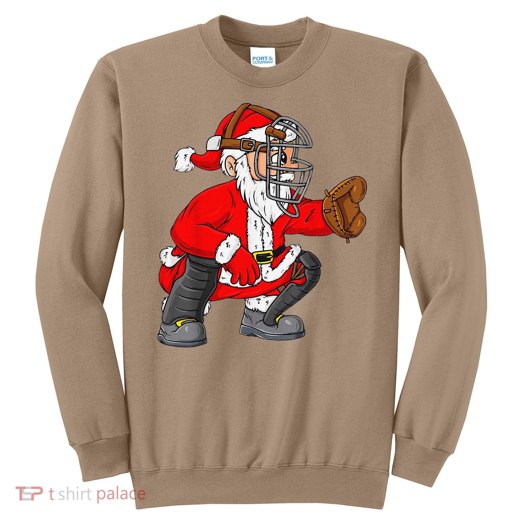 Christmas Santa Claus Baseball Catcher Xmas Sweatshirt