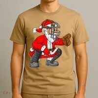 Christmas Santa Claus Baseball Catcher Xmas T-Shirt thumb 3