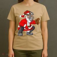 Christmas Santa Claus Baseball Catcher Xmas T-Shirt thumb 4