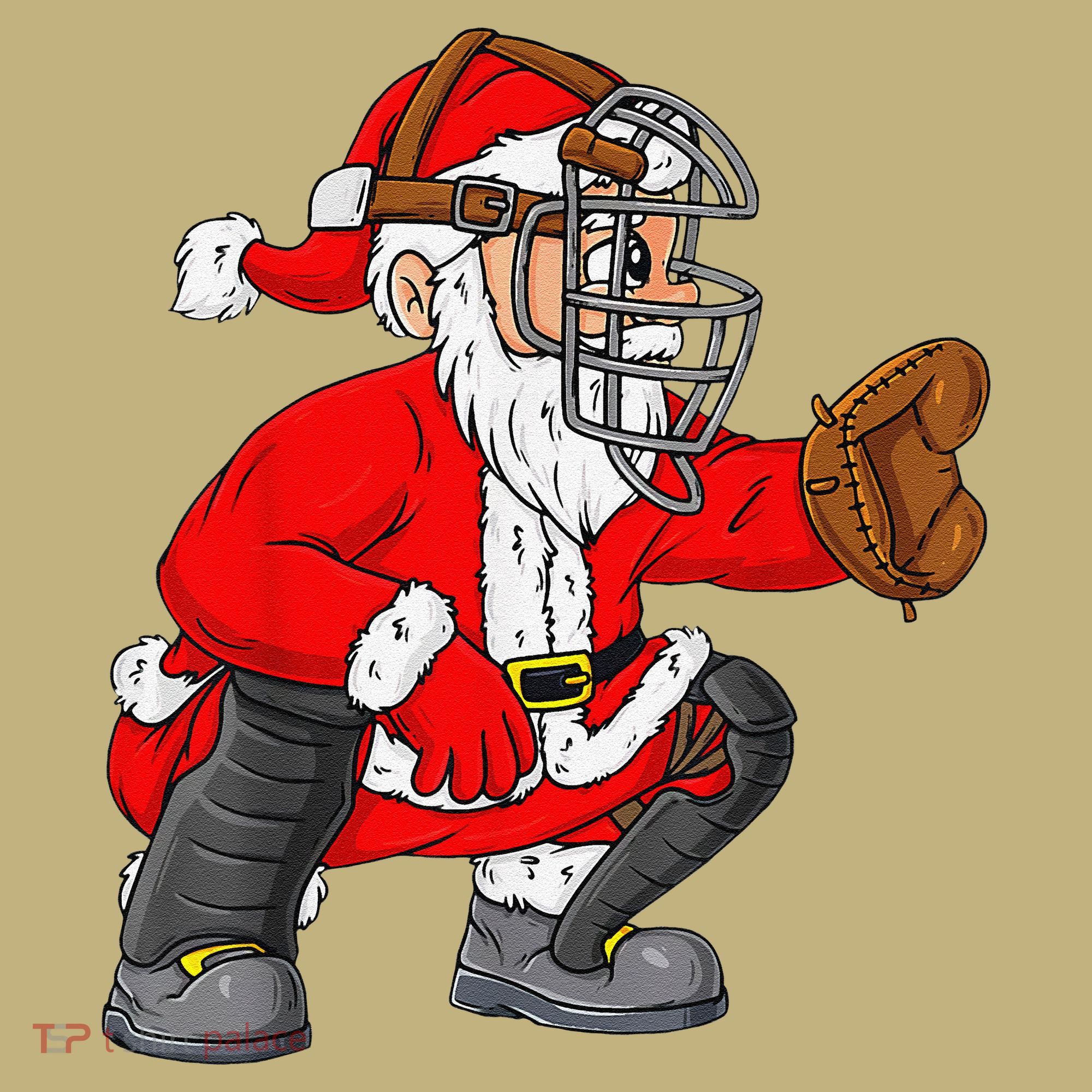Christmas Santa Claus Baseball Catcher Xmas Polo