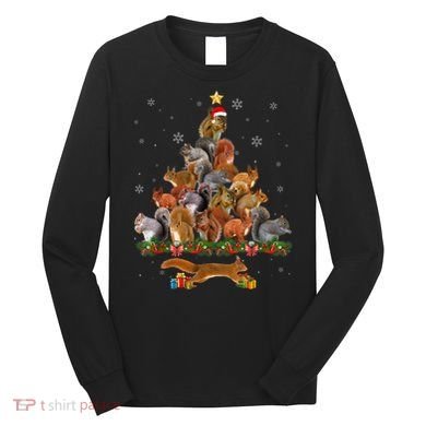 Cute Squirrel Christmas Tree Gift Decor Xmas Tree TShirt Long Sleeve Shirt