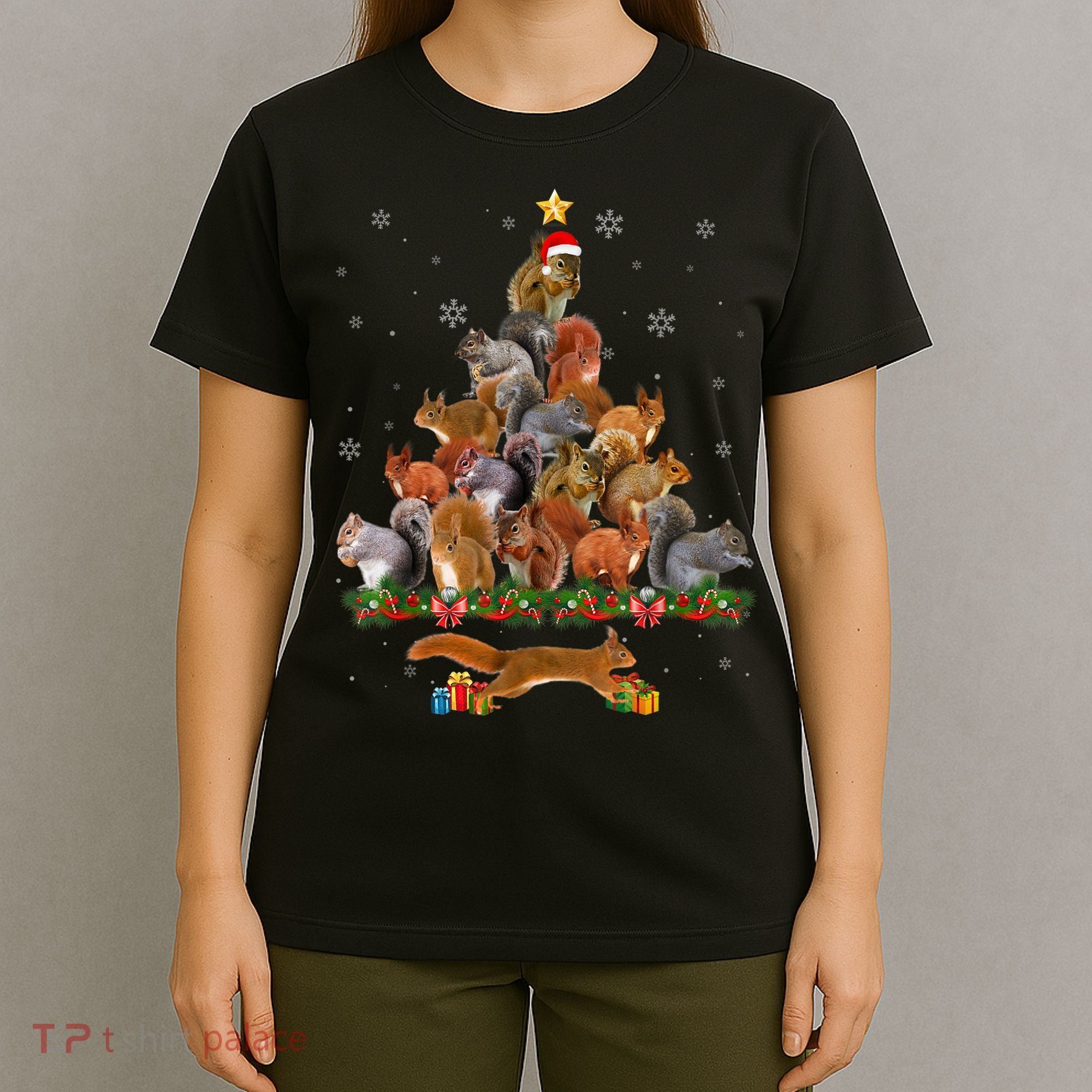 Cute Squirrel Christmas Tree Gift Decor Xmas Tree TShirt T-Shirt