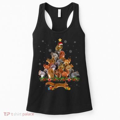 Cute Squirrel Christmas Tree Gift Decor Xmas Tree TShirt Women's Tank Top