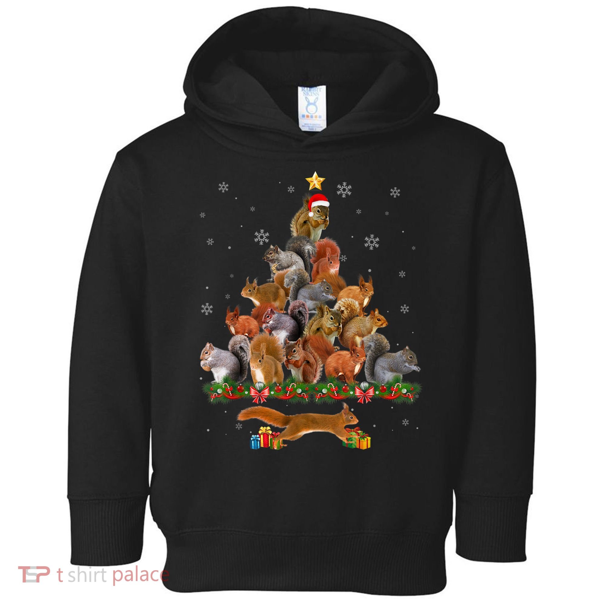 Cute Squirrel Christmas Tree Gift Decor Xmas Tree TShirt Toddler Hoodie