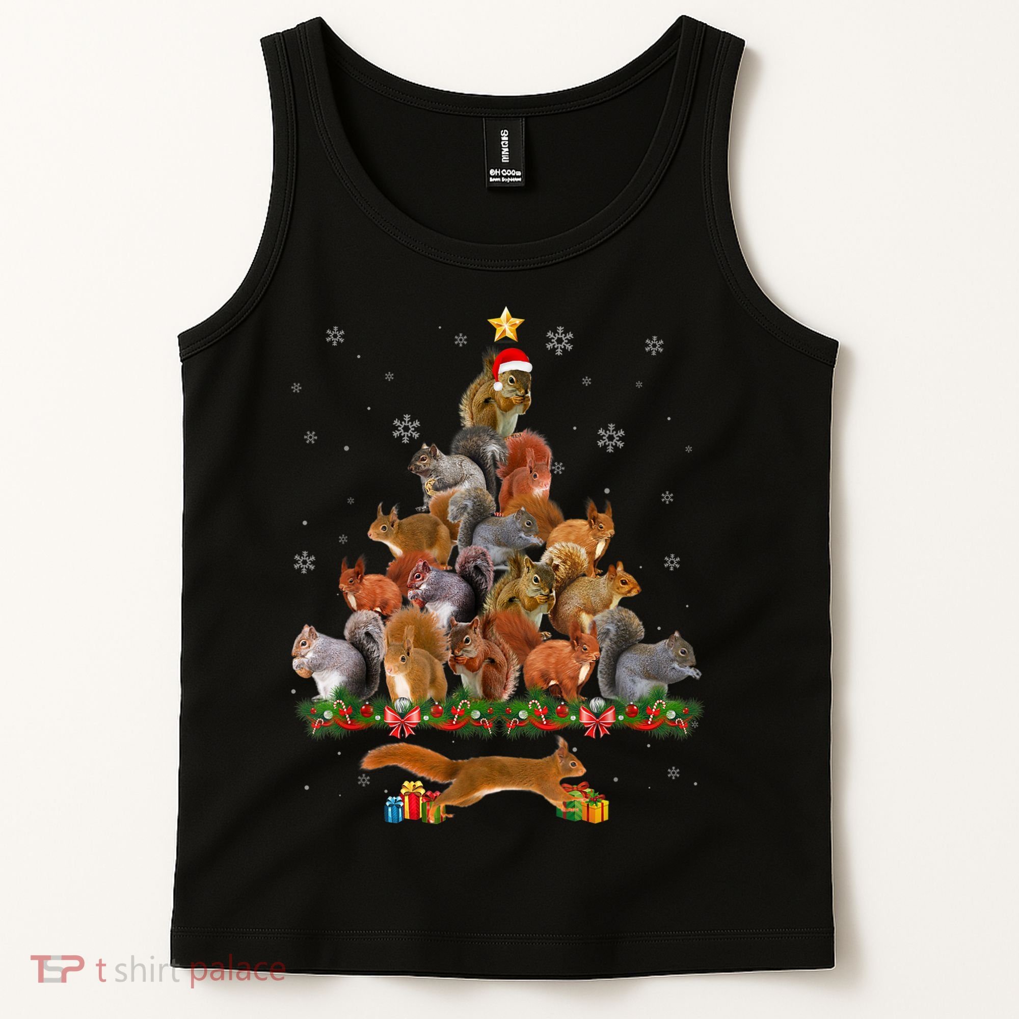 Cute Squirrel Christmas Tree Gift Decor Xmas Tree TShirt Tank Top
