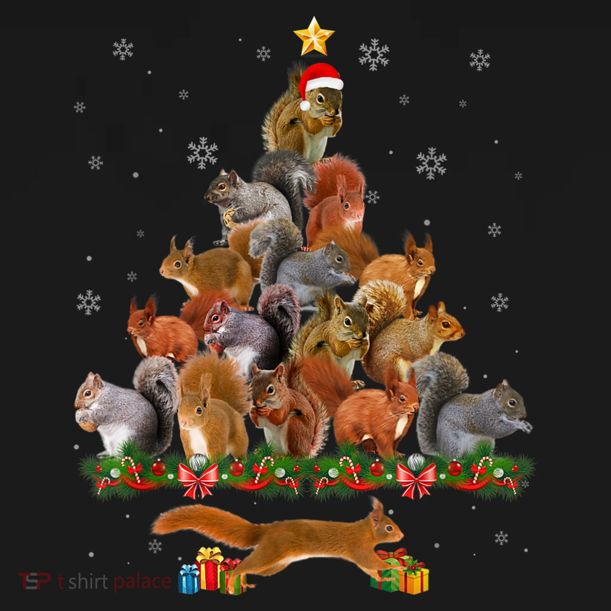 Cute Squirrel Christmas Tree Gift Decor Xmas Tree TShirt Toddler T-Shirt